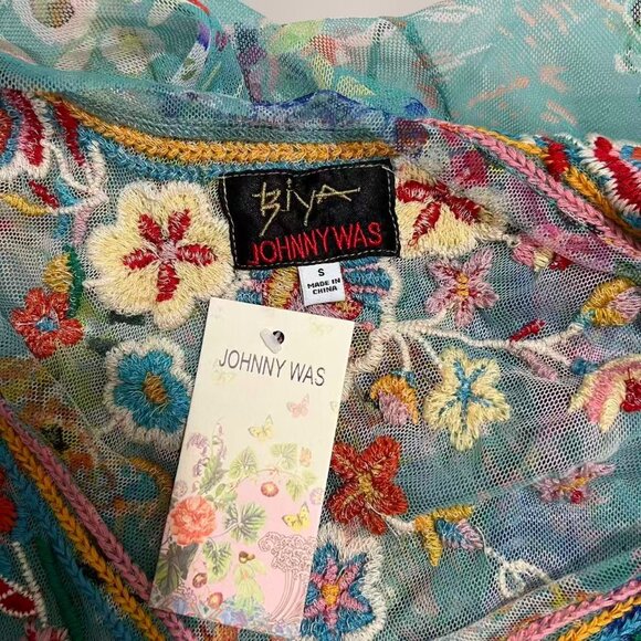 $458 NWT Johnny Was BIYA Forever Flower Floral Mesh Embroidered Maxi Dress S - Picture 15 of 16